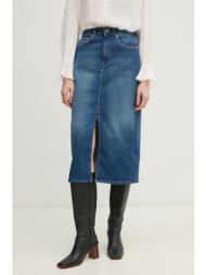 τζιν φούστα pepe jeans midi skirt hw χρώμα: μπλε, pl901186ia0 κύριο υλικό: 90% βαμβάκι, 6% πολυεστέρ