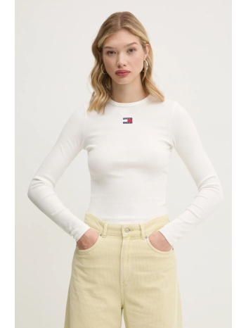 μακρυμάνικο tommy jeans χρώμα μπεζ, dw0dw20178 95%