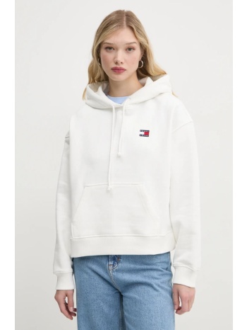 βαμβακερή μπλούζα tommy jeans γυναικεία, χρώμα μπεζ, με