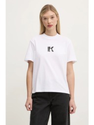 βαμβακερό μπλουζάκι karl lagerfeld jeans γυναικείο, χρώμα: άσπρο, a1w17031 100% οργανικό βαμβάκι