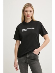 βαμβακερό μπλουζάκι karl lagerfeld jeans γυναικείο, χρώμα: μαύρο, a1w17005 100% οργανικό βαμβάκι