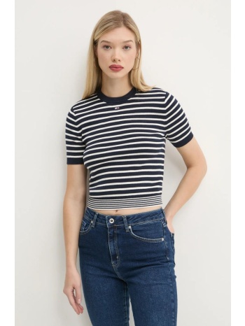 βαμβακερό πουλόβερ tommy jeans χρώμα ναυτικό μπλε
