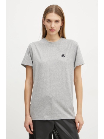 βαμβακερό μπλουζάκι karl lagerfeld γυναικείο, χρώμα γκρι