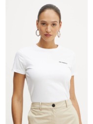 βαμβακερό μπλουζάκι karl lagerfeld γυναικείο, χρώμα: άσπρο, a1w17019 100% οργανικό βαμβάκι