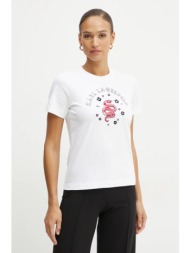 βαμβακερό μπλουζάκι karl lagerfeld γυναικείο, χρώμα: άσπρο, a1w17090 100% οργανικό βαμβάκι