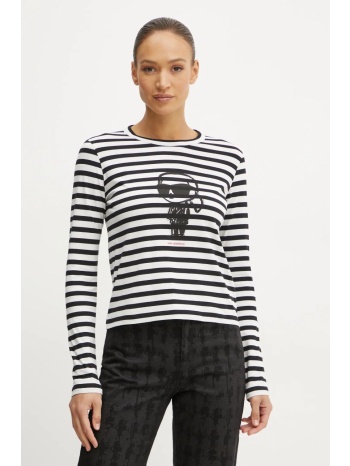 βαμβακερή μπλούζα με μακριά μανίκια karl lagerfeld χρώμα