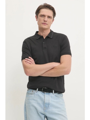 βαμβακερό μπλουζάκι πόλο calvin klein χρώμα μαύρο