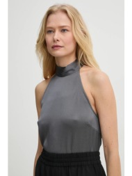 μπλουζάκι samsoe samsoe sarheo χρώμα: γκρι, f24400164 51% ανακυκλωμένος πολυεστέρας, 47% πολυεστέρας
