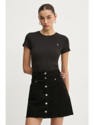 βαμβακερό μπλουζάκι tommy jeans γυναικείο, χρώμα: μαύρο, dw0dw20459 100% βαμβάκι