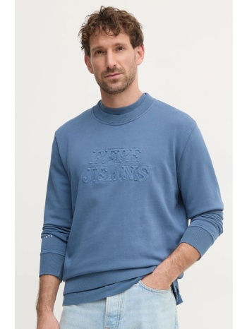 βαμβακερή μπλούζα pepe jeans darius crew χρώμα μπλε