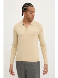 πουλόβερ hugo χρώμα: μπεζ, 50532050 72% βισκόζη, 28% πολυεστέρας