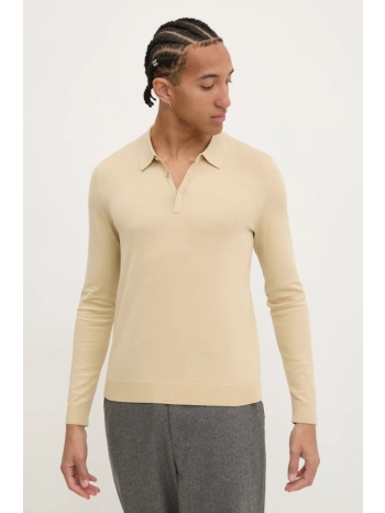 πουλόβερ hugo χρώμα μπεζ, 50532050 72% βισκόζη, 28%