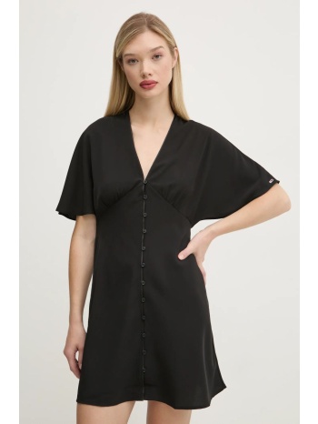 φόρεμα tommy jeans χρώμα μαύρο, dw0dw20187 100% πολυεστέρας