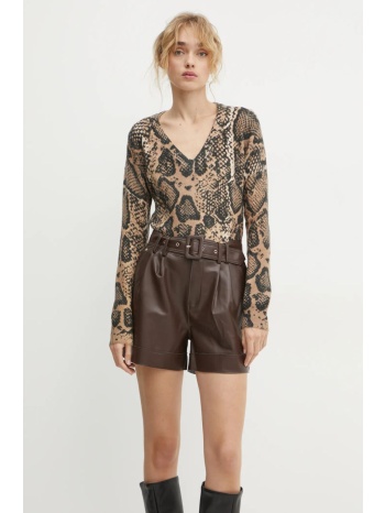 πουλόβερ morgan mebra χρώμα μπεζ, mebra 54% ακρυλικό, 41%