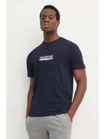 βαμβακερό μπλουζάκι tommy hilfiger ανδρικό, χρώμα ναυτικό