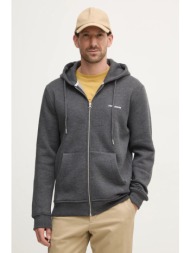 μπλούζα pepe jeans damian zip χρώμα: γκρι, με κουκούλα, pm582752 65% βαμβάκι, 35% πολυεστέρας