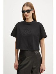 βαμβακερό μπλουζάκι karl lagerfeld γυναικείο, χρώμα: μαύρο, a1w17071 100% οργανικό βαμβάκι