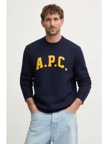 μάλλινο πουλόβερ a.p.c. pull joshua ανδρικό, χρώμα ναυτικό