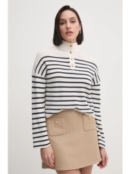 μάλλινο πουλόβερ tommy hilfiger γυναικείο, χρώμα: μπεζ, ww0ww44981 57% μαλλί, 42% πολυαμίδιο, 1% σπα