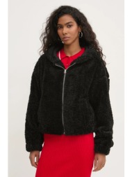 μπλούζα hollister co. χρώμα: μαύρο, με κουκούλα, ki344-4400 100% πολυεστέρας