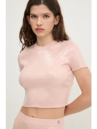 πουλόβερ hugo χρώμα: ροζ, 50532160 58% βισκόζη, 22% πολυαμίδιο, 16% πολυεστέρας, 4% σπαντέξ