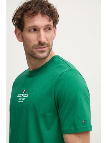 μπλουζάκι tommy hilfiger χρώμα πράσινο, mw0mw38980 100%