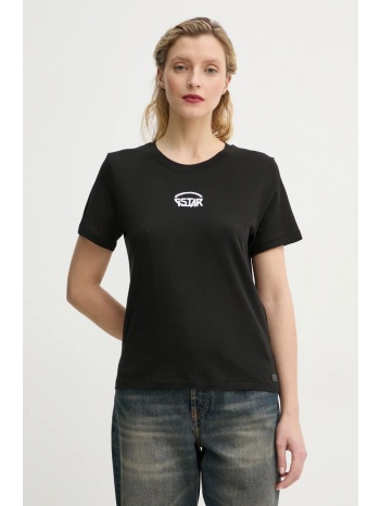 βαμβακερό μπλουζάκι g-star raw γυναικείο, χρώμα μαύρο