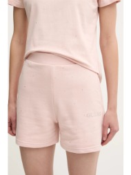 σορτς guess rhinestones χρώμα: ροζ, v5rd03 kclj0 60% βαμβάκι, 40% πολυεστέρας