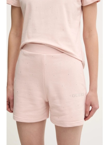 σορτς guess rhinestones χρώμα ροζ, v5rd03 kclj0 60%