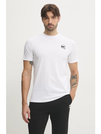 βαμβακερό μπλουζάκι karl lagerfeld ανδρικό, χρώμα άσπρο