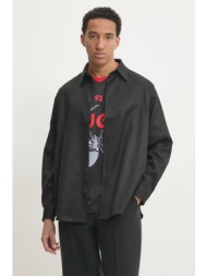 πουκάμισο hugo χρώμα: μαύρο, 50534282 64% lyocell, 36% βαμβάκι