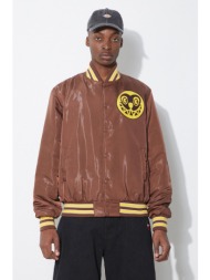 μπουφάν bomber icecream satin bomber jacket ανδρικό, χρώμα: καφέ, ic24107 κύριο υλικό: 100% πολυεστέ