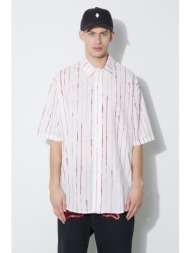 βαμβακερό πουκάμισο marcelo burlon county pinstripes over shirt ανδρικό, χρώμα: άσπρο, cmgg004s24fab