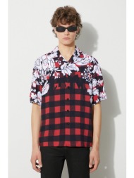 πουκάμισο neil barett loose hawaiian check with bolts χρώμα: κόκκινο, pbcm186.v024.1495 f3pbcm186.v0