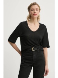 μπλουζάκι με λινό μείγμα by malene birger amaringa χρώμα: μαύρο, q71621007z 70% lyocell tencel, 30% 