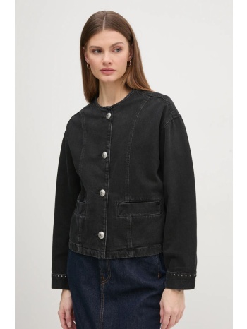 τζιν μπουφάν pepe jeans daena stud χρώμα μαύρο, pl402524