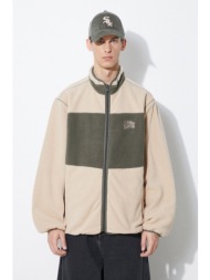 μπλούζα δυο όψεων billionaire boys club pull out shell χρώμα: μπεζ, b24106 100% πολυεστέρας