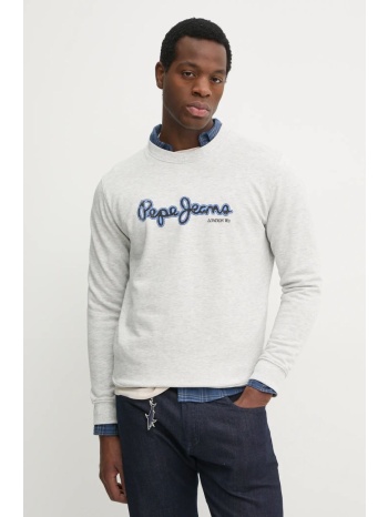 βαμβακερή μπλούζα pepe jeans dorian crew χρώμα γκρι