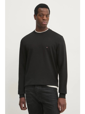 βαμβακερή μπλούζα tommy hilfiger χρώμα μαύρο, mw0mw37237