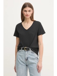 βαμβακερό μπλουζάκι pepe jeans lolly v-neck γυναικείο, χρώμα: μαύρο, pl505999 100% βαμβάκι
