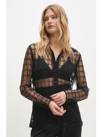 πουκάμισο answear lab χρώμα μαύρο 100% πολυεστέρας