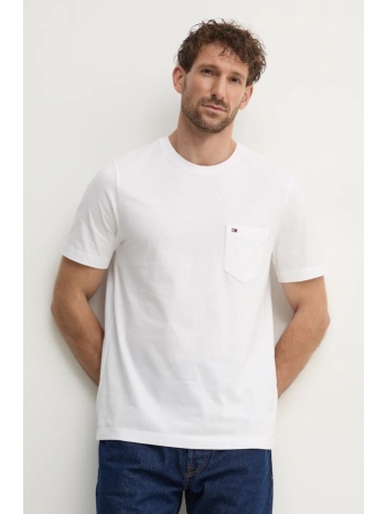 βαμβακερό μπλουζάκι tommy hilfiger ανδρικό, χρώμα μπεζ