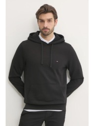 βαμβακερή μπλούζα tommy hilfiger χρώμα: μαύρο, με κουκούλα, mw0mw37235 100% βαμβάκι