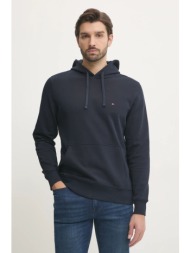 βαμβακερή μπλούζα tommy hilfiger χρώμα: ναυτικό μπλε, με κουκούλα, mw0mw37235 100% βαμβάκι