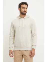 βαμβακερή μπλούζα tommy hilfiger χρώμα: γκρι, με κουκούλα, mw0mw37235 100% βαμβάκι