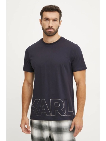 βαμβακερό μπλουζάκι karl lagerfeld ανδρικό, χρώμα ναυτικό