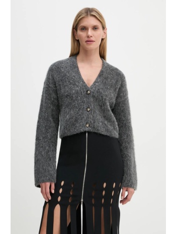 μάλλινη ζακέτα nanushka henny χρώμα γκρι, nw24fwsw44497