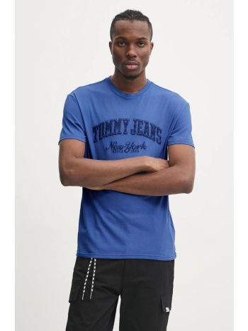 βαμβακερό μπλουζάκι tommy jeans ανδρικό, χρώμα τιρκουάζ