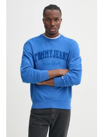 βαμβακερή μπλούζα tommy jeans χρώμα τιρκουάζ, dm0dm20262