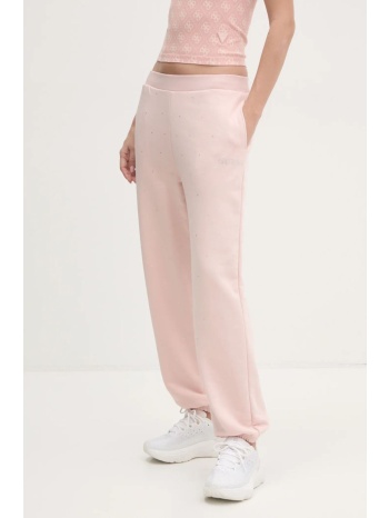 παντελόνι φόρμας guess rhinestones χρώμα ροζ, v5rb08 kclj0